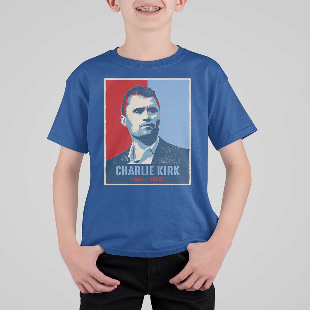 Charlie Kirk Tribute T Shirt For Kid Freedom Hope Memorial 1993 2025 - Wonder Print Shop