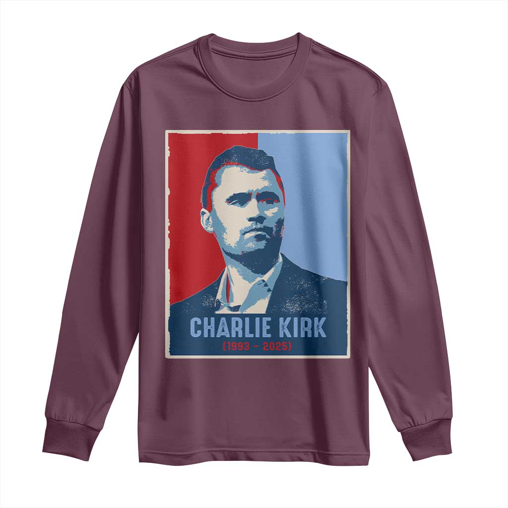 Charlie Kirk Tribute Long Sleeve Shirt Freedom Hope Memorial 1993 2025 - Wonder Print Shop