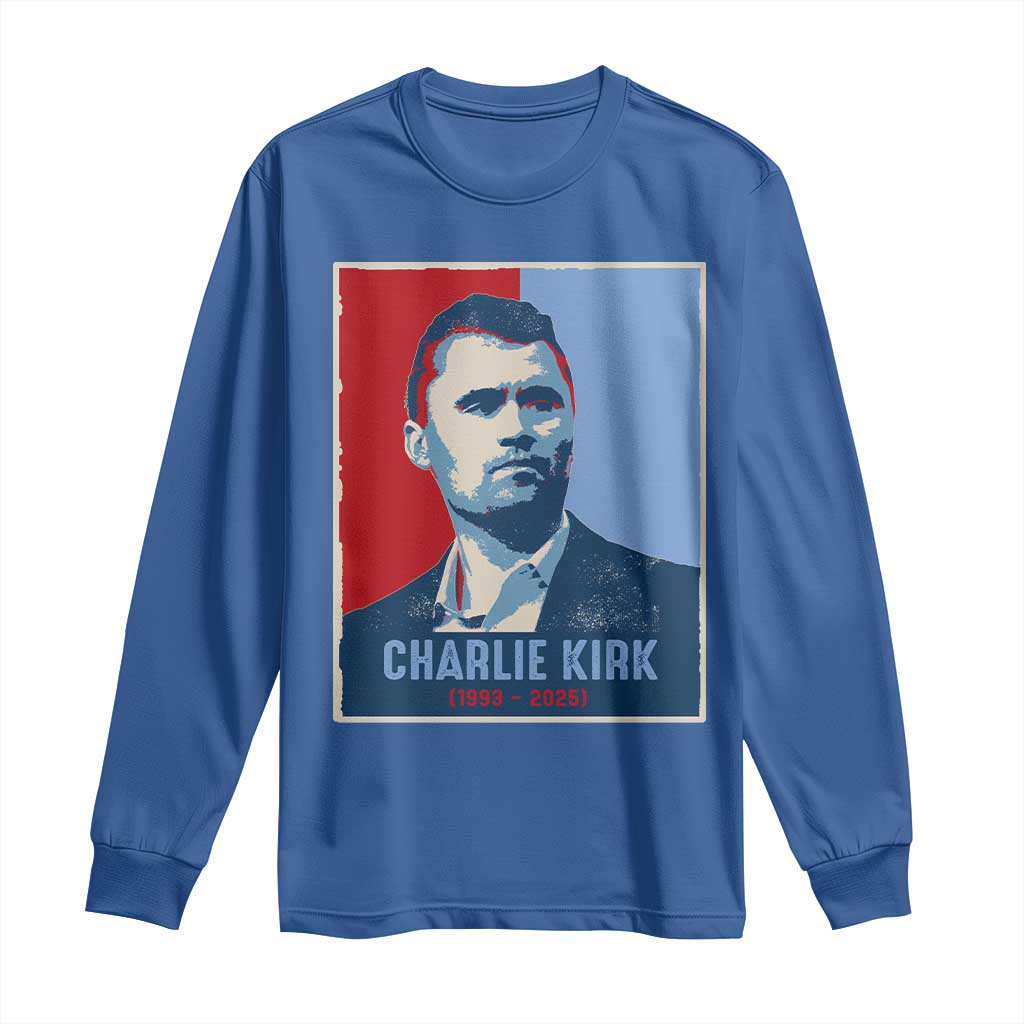 Charlie Kirk Tribute Long Sleeve Shirt Freedom Hope Memorial 1993 2025 - Wonder Print Shop