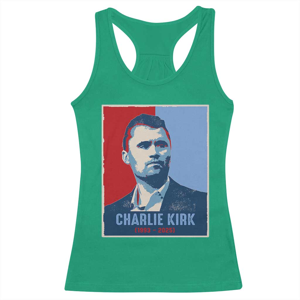 Charlie Kirk Tribute Racerback Tank Top Freedom Hope Memorial 1993 2025 - Wonder Print Shop