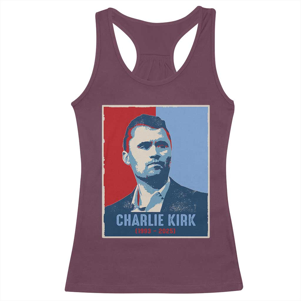 Charlie Kirk Tribute Racerback Tank Top Freedom Hope Memorial 1993 2025 - Wonder Print Shop