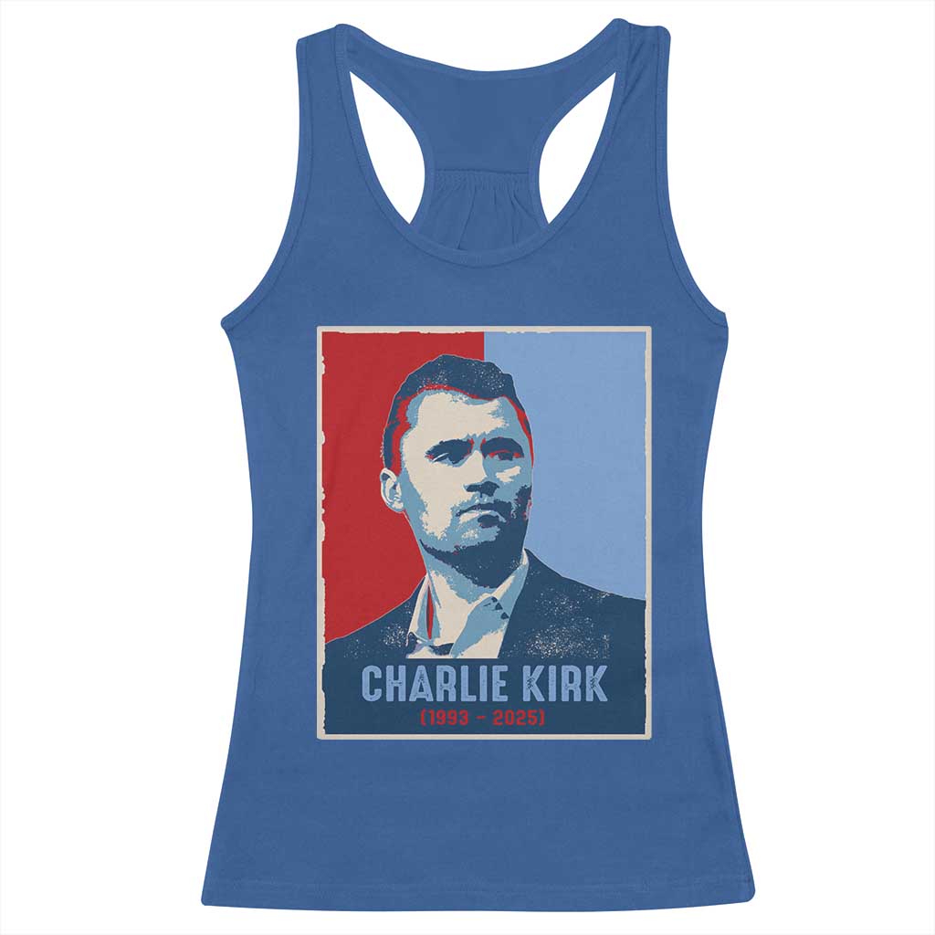 Charlie Kirk Tribute Racerback Tank Top Freedom Hope Memorial 1993 2025 - Wonder Print Shop