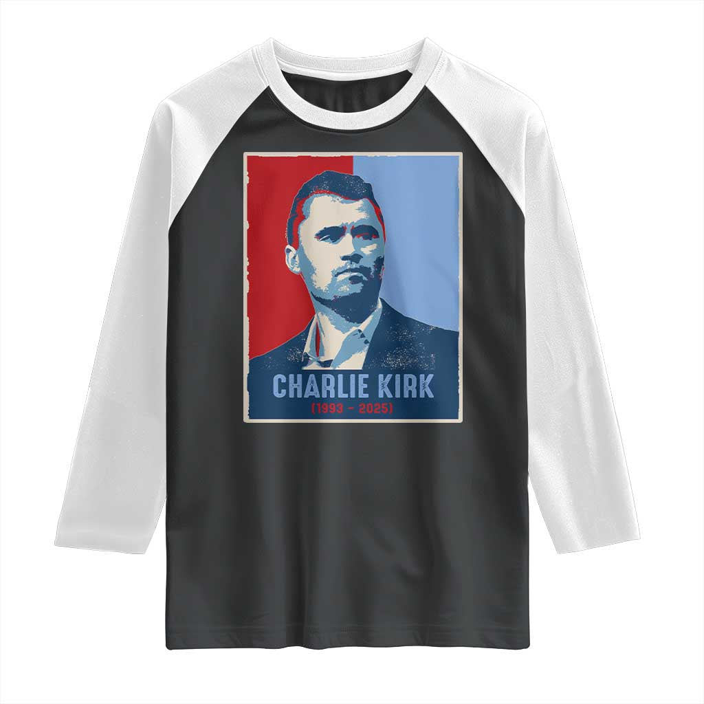 Charlie Kirk Tribute Raglan Shirt Freedom Hope Memorial 1993 2025 - Wonder Print Shop