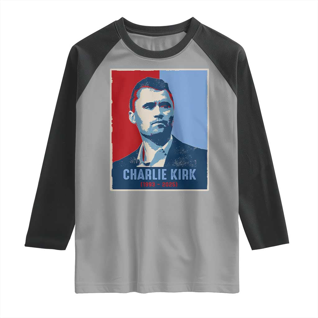 Charlie Kirk Tribute Raglan Shirt Freedom Hope Memorial 1993 2025 - Wonder Print Shop