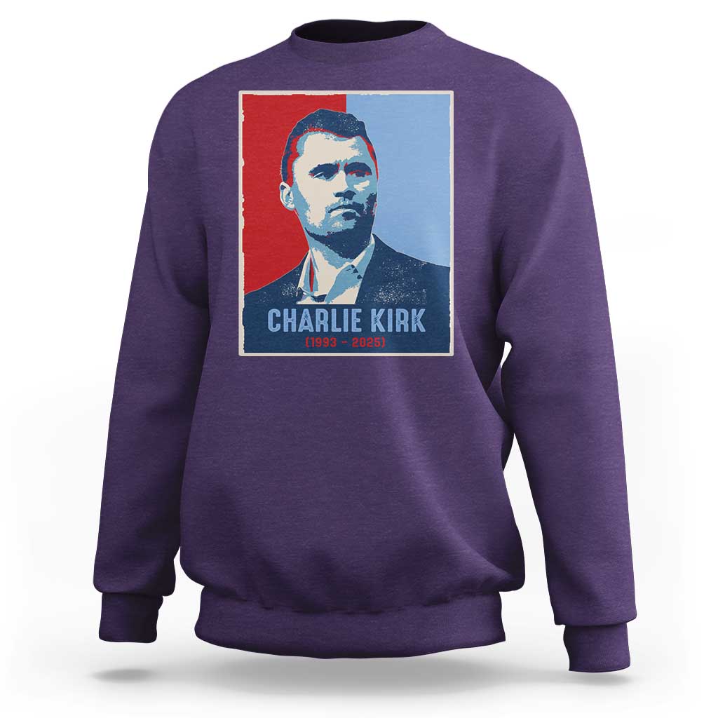 Charlie Kirk Tribute Sweatshirt Freedom Hope Memorial 1993 2025 - Wonder Print Shop