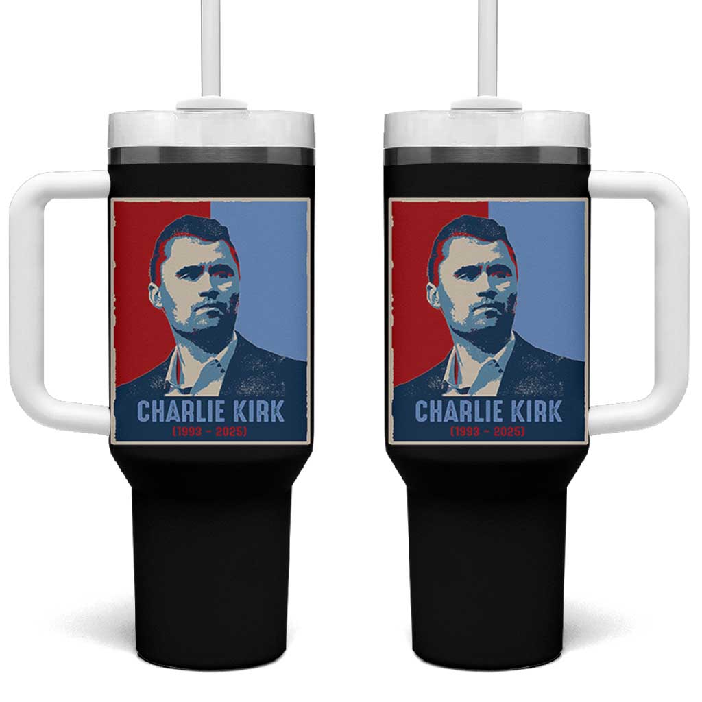 Charlie Kirk Tribute Tumbler With Handle Freedom Hope Memorial 1993 2025 - Wonder Print Shop