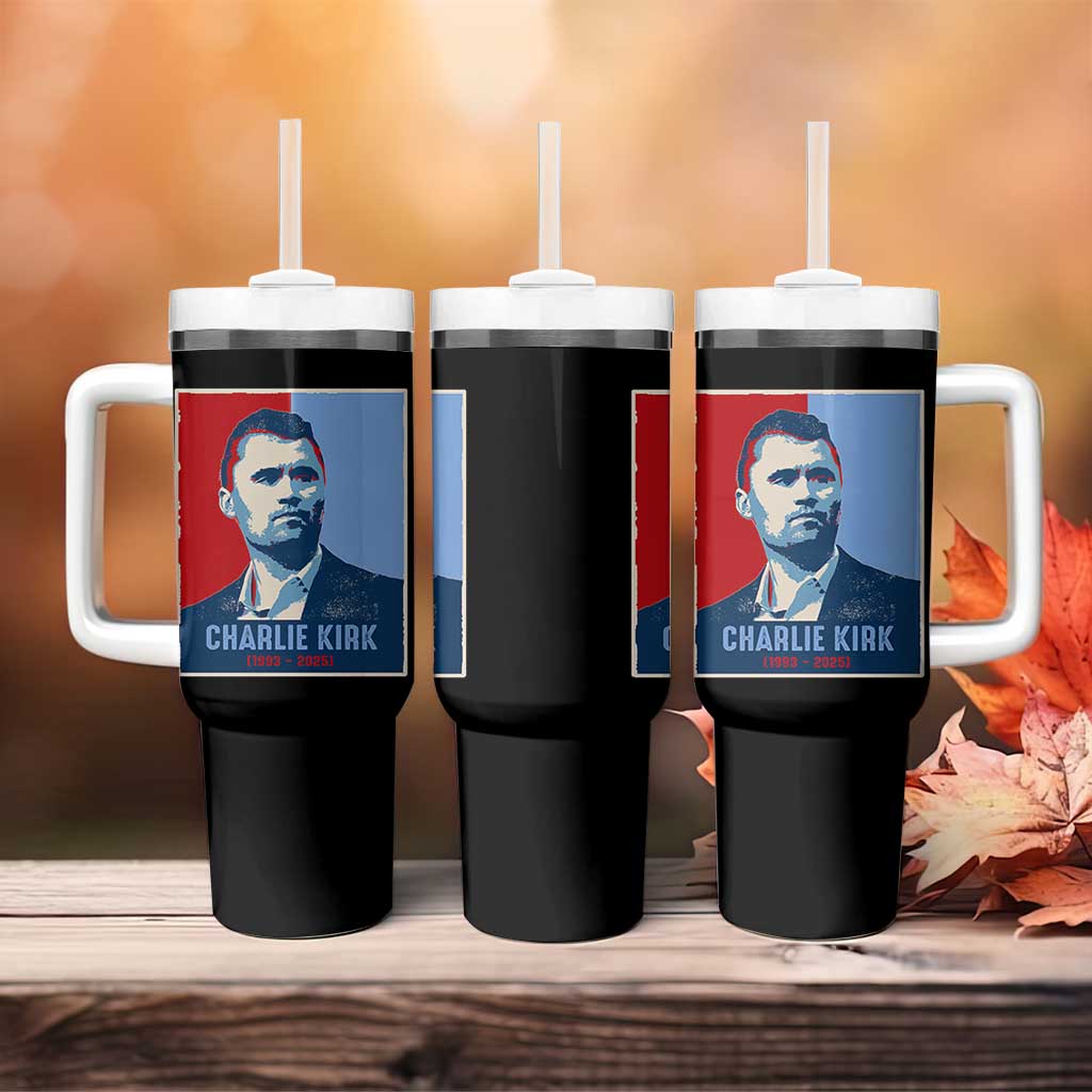 Charlie Kirk Tribute Tumbler With Handle Freedom Hope Memorial 1993 2025 - Wonder Print Shop