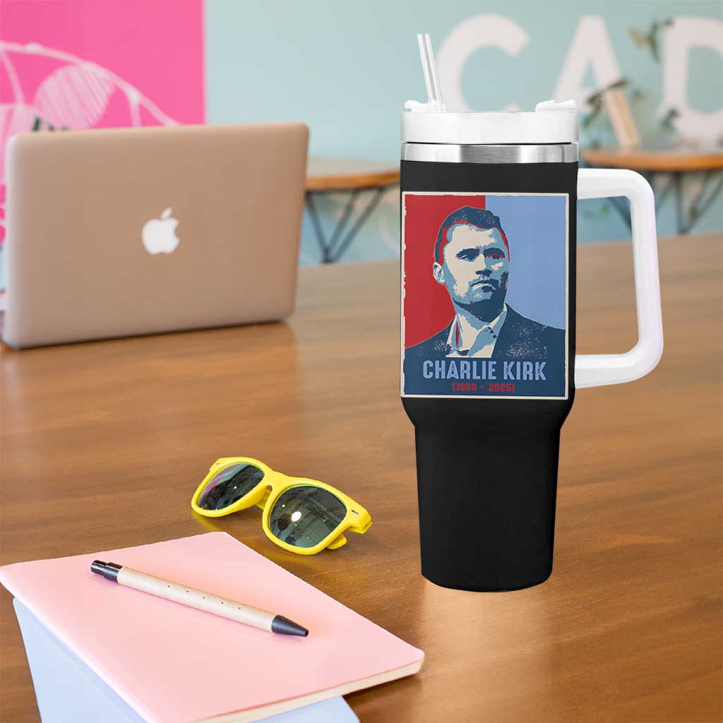 Charlie Kirk Tribute Tumbler With Handle Freedom Hope Memorial 1993 2025 - Wonder Print Shop