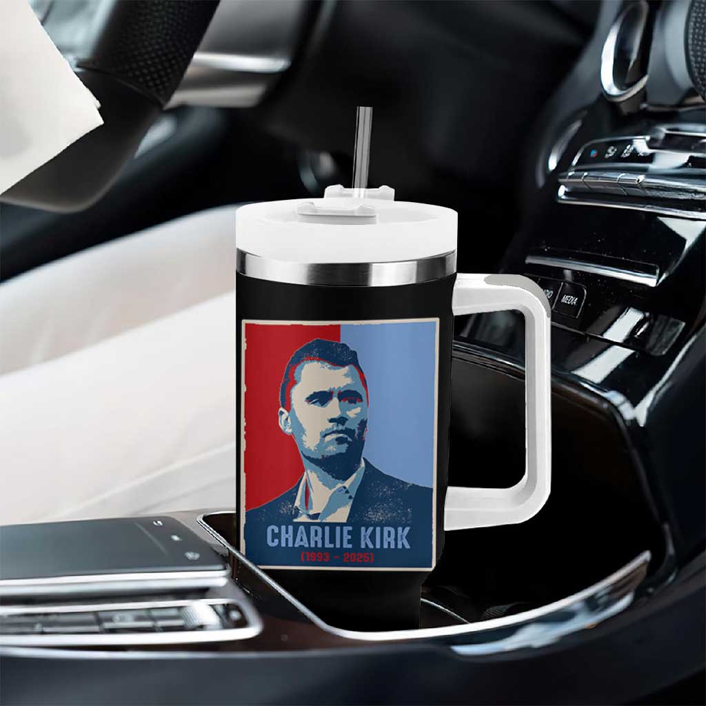 Charlie Kirk Tribute Tumbler With Handle Freedom Hope Memorial 1993 2025 - Wonder Print Shop