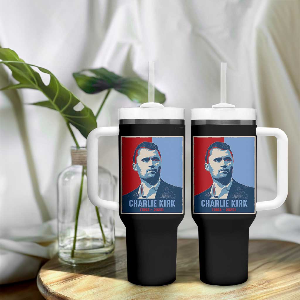 Charlie Kirk Tribute Tumbler With Handle Freedom Hope Memorial 1993 2025 - Wonder Print Shop