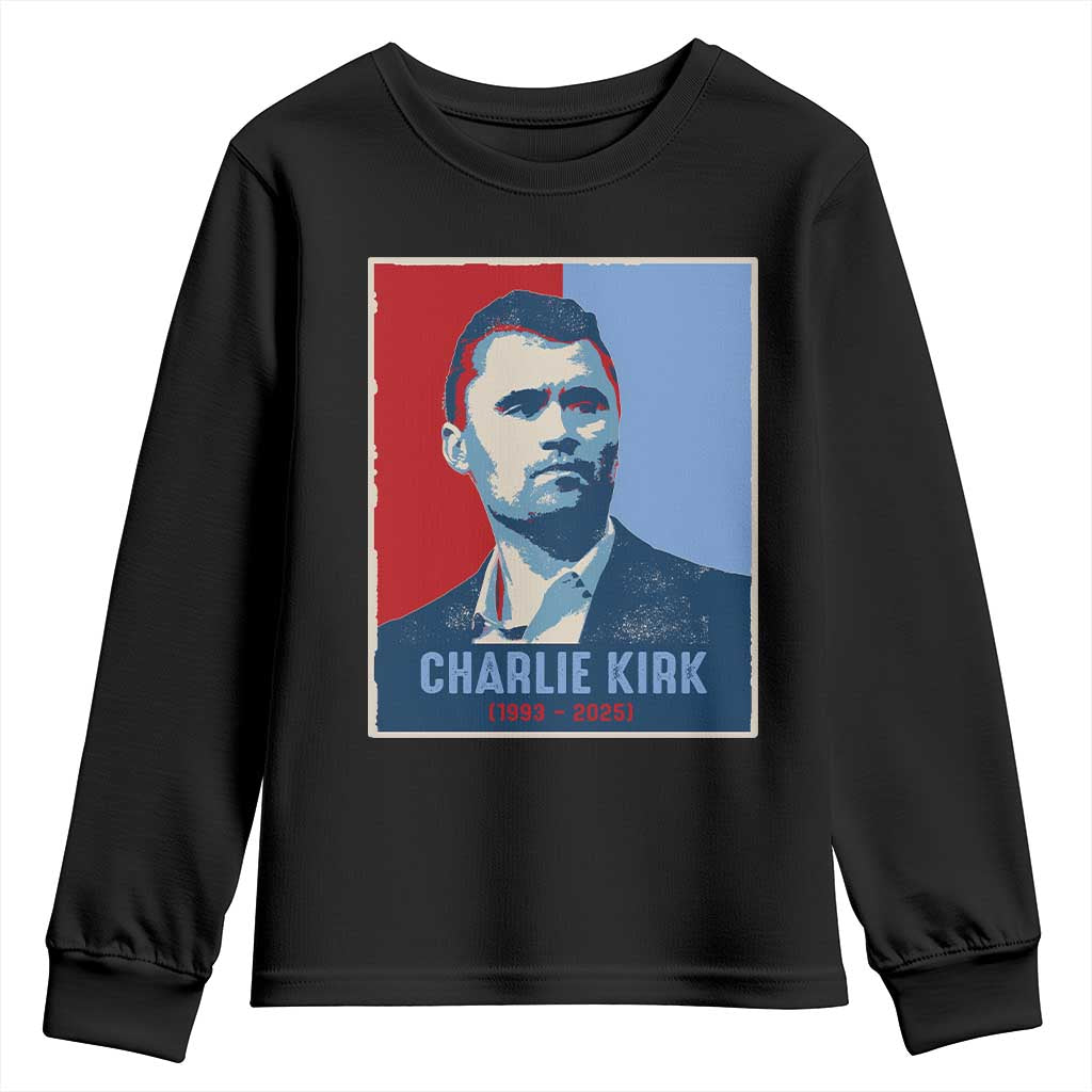 Charlie Kirk Tribute Youth Sweatshirt Freedom Hope Memorial 1993 2025 - Wonder Print Shop