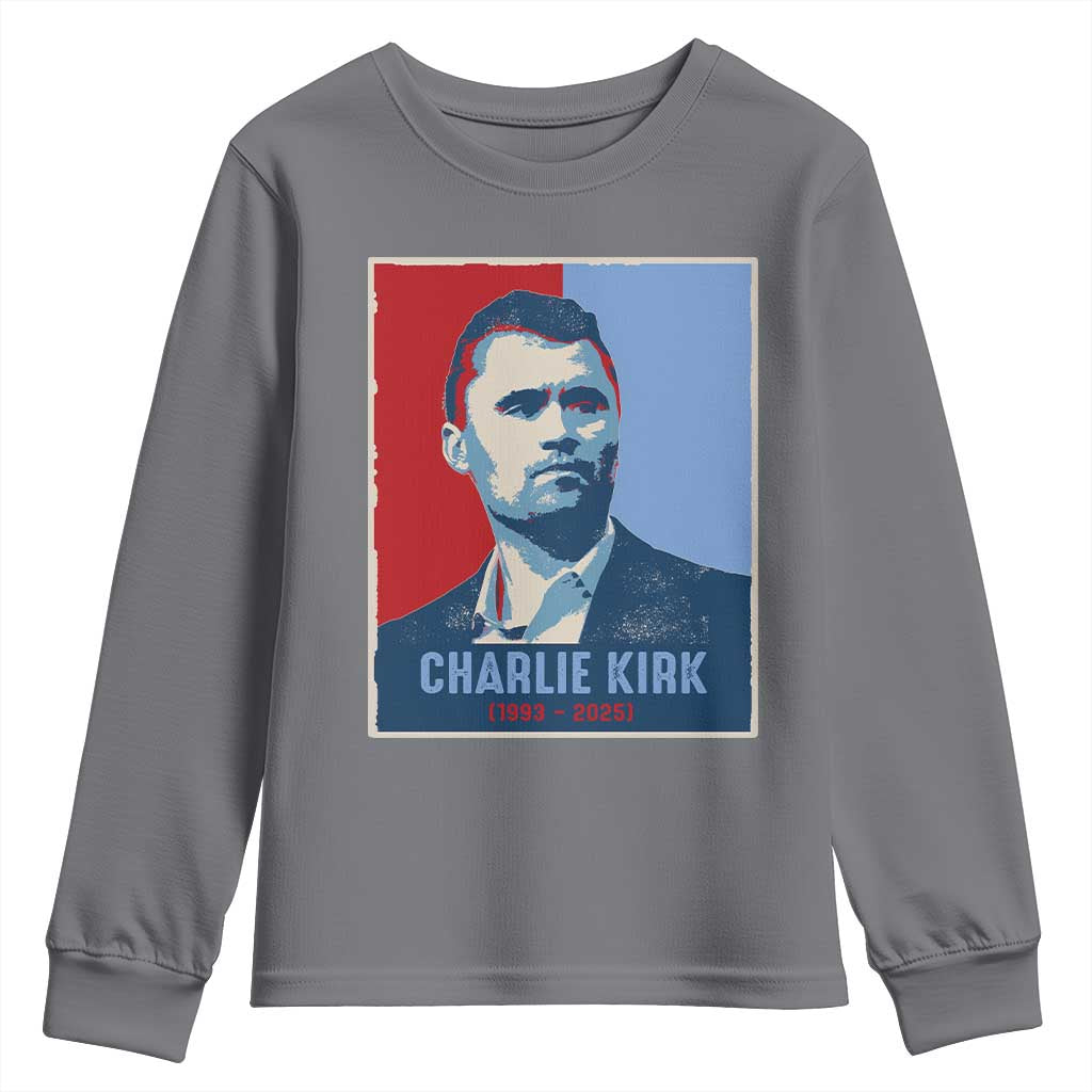 Charlie Kirk Tribute Youth Sweatshirt Freedom Hope Memorial 1993 2025 - Wonder Print Shop