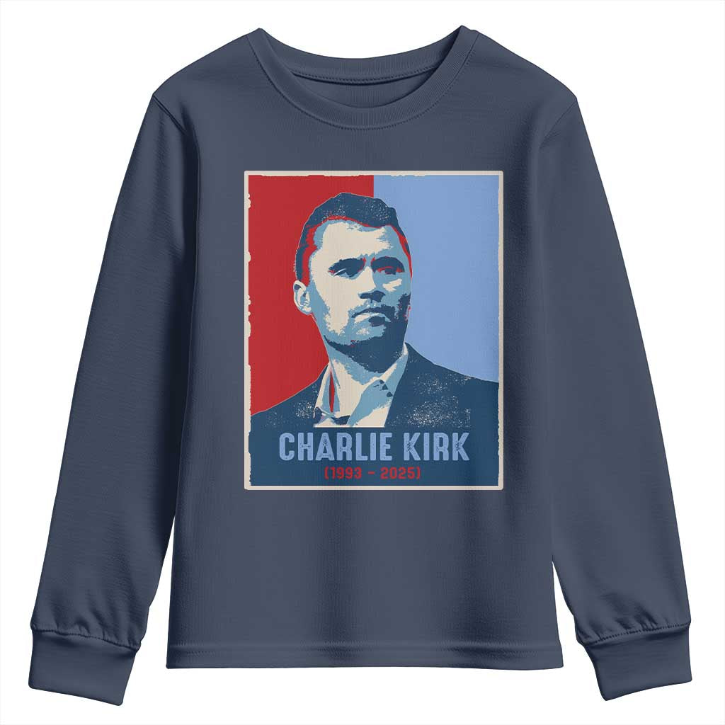 Charlie Kirk Tribute Youth Sweatshirt Freedom Hope Memorial 1993 2025 - Wonder Print Shop