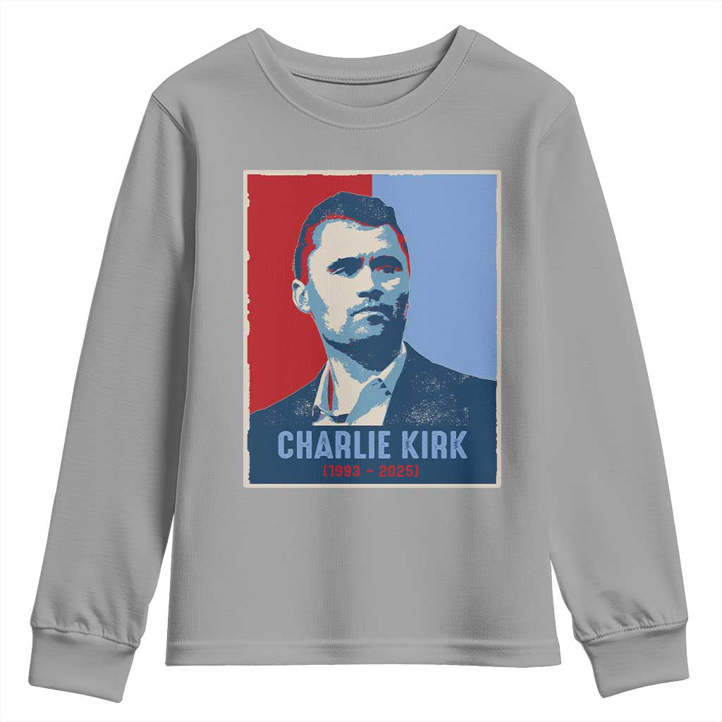 Charlie Kirk Tribute Youth Sweatshirt Freedom Hope Memorial 1993 2025 - Wonder Print Shop