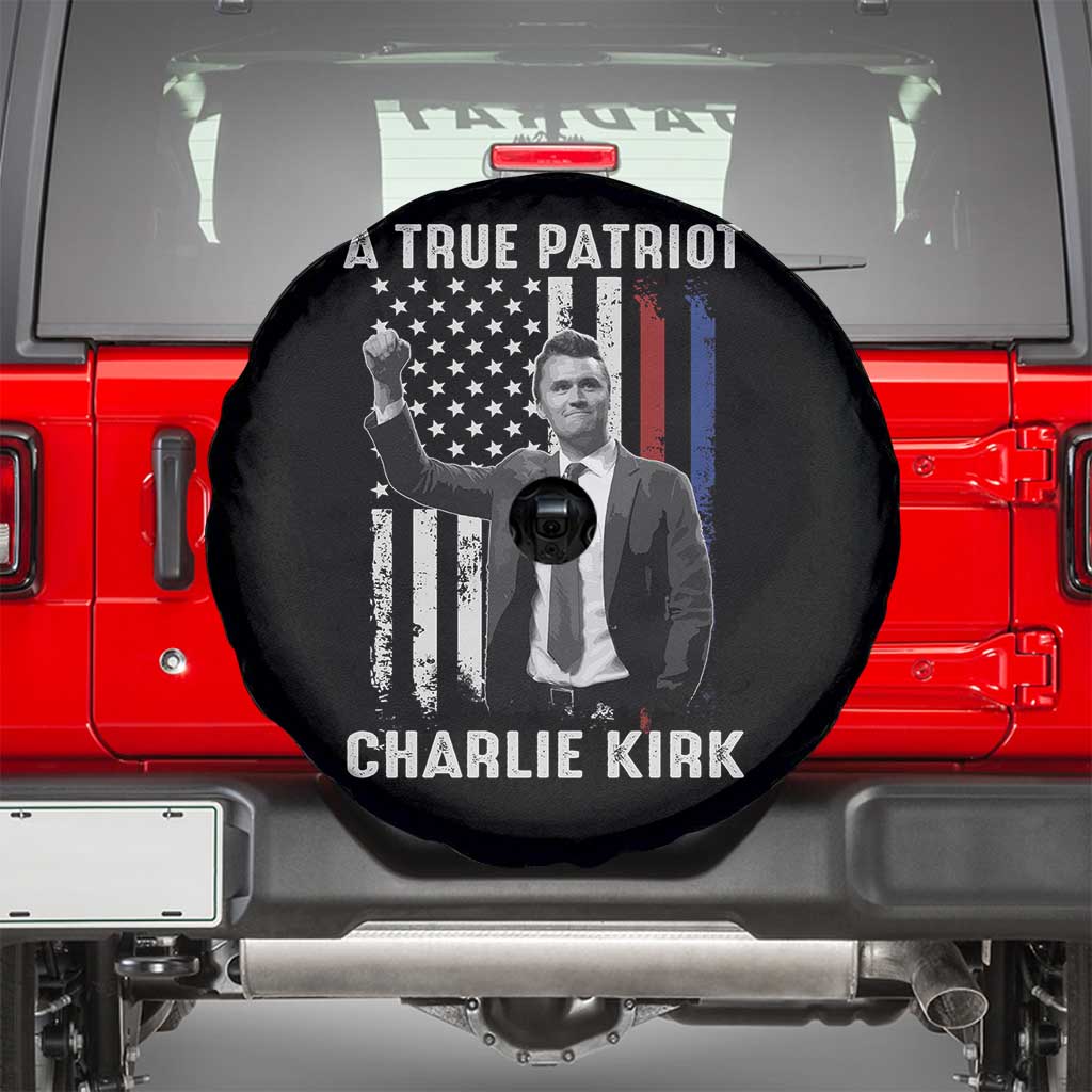 Charlie Kirk Tribute Spare Tire Cover A True Patriot Freedom American Flag - Wonder Print Shop