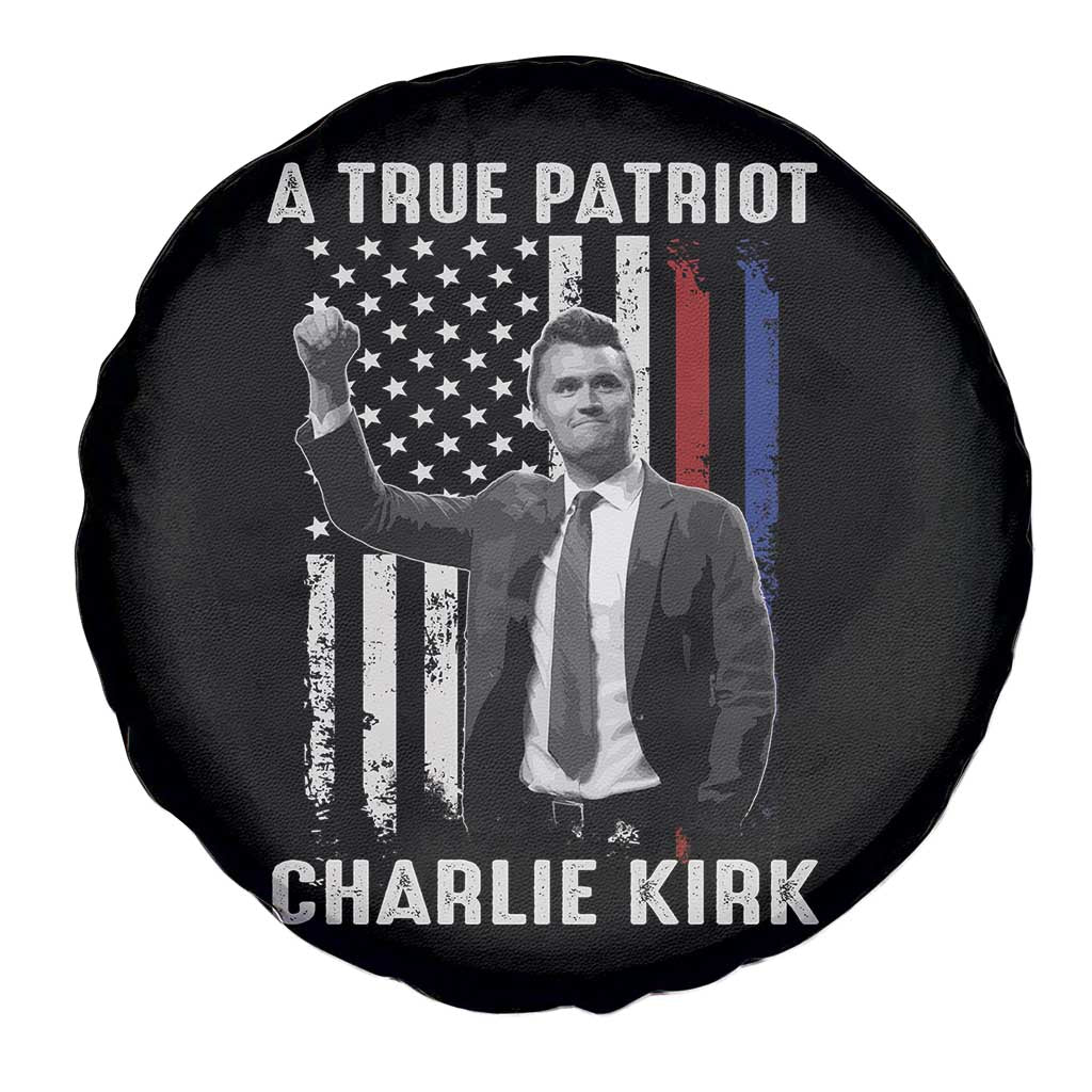 Charlie Kirk Tribute Spare Tire Cover A True Patriot Freedom American Flag - Wonder Print Shop