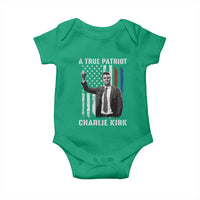 Charlie Kirk Tribute Baby Onesie A True Patriot Freedom American Flag - Wonder Print Shop