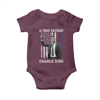 Charlie Kirk Tribute Baby Onesie A True Patriot Freedom American Flag - Wonder Print Shop