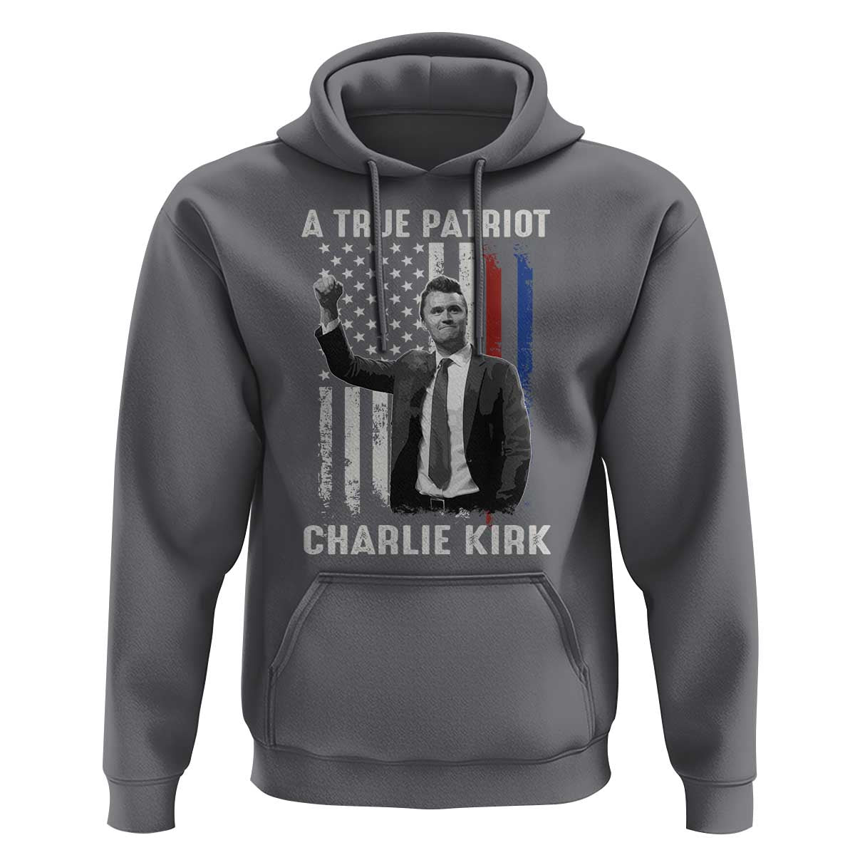 Charlie Kirk Tribute Hoodie A True Patriot Freedom American Flag - Wonder Print Shop