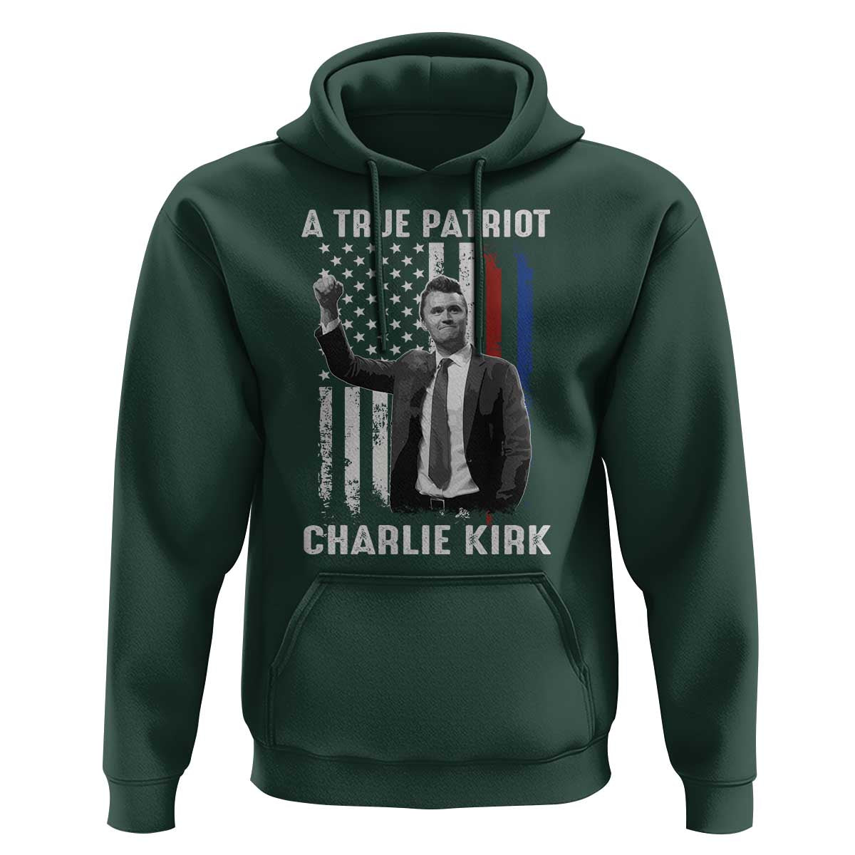 Charlie Kirk Tribute Hoodie A True Patriot Freedom American Flag - Wonder Print Shop