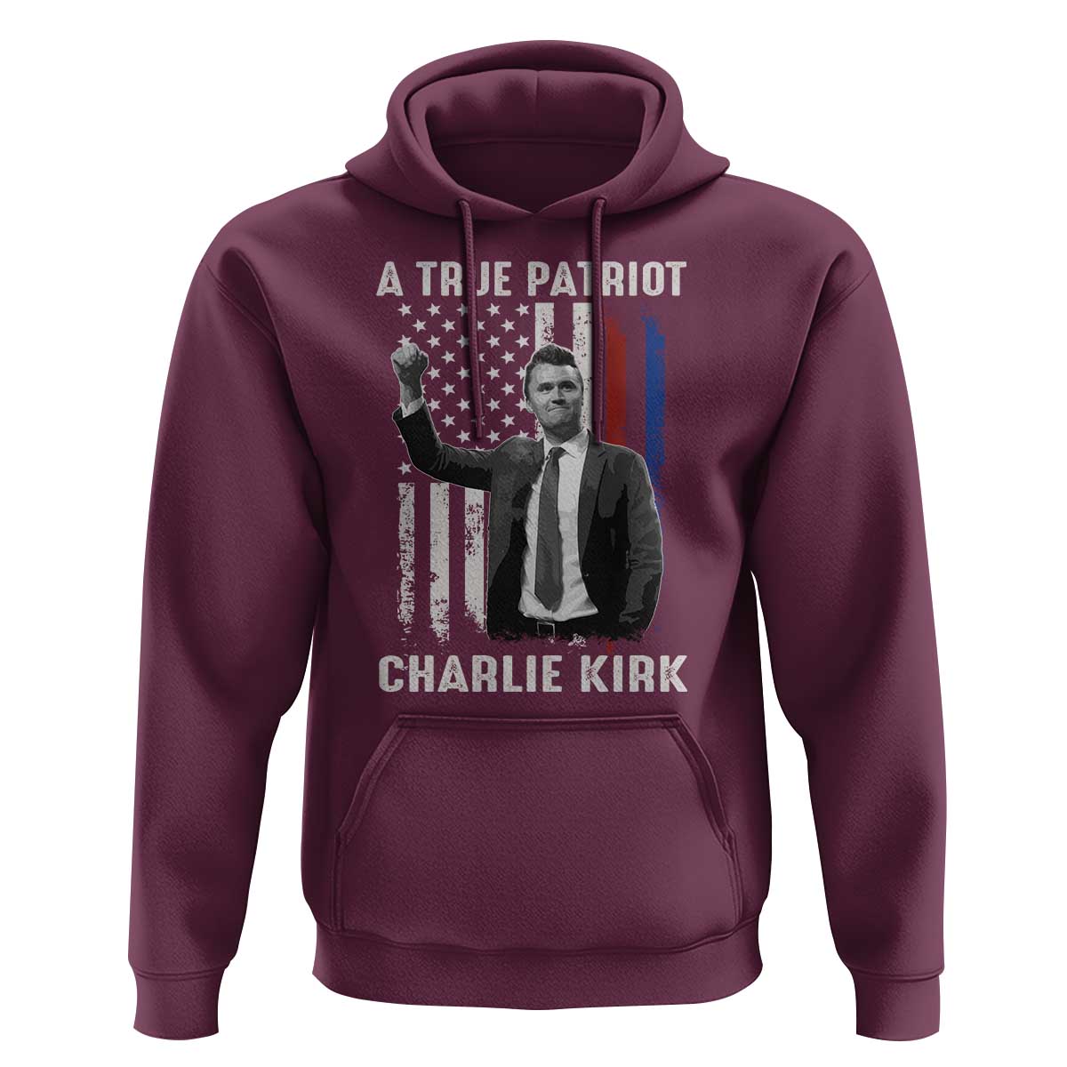 Charlie Kirk Tribute Hoodie A True Patriot Freedom American Flag - Wonder Print Shop