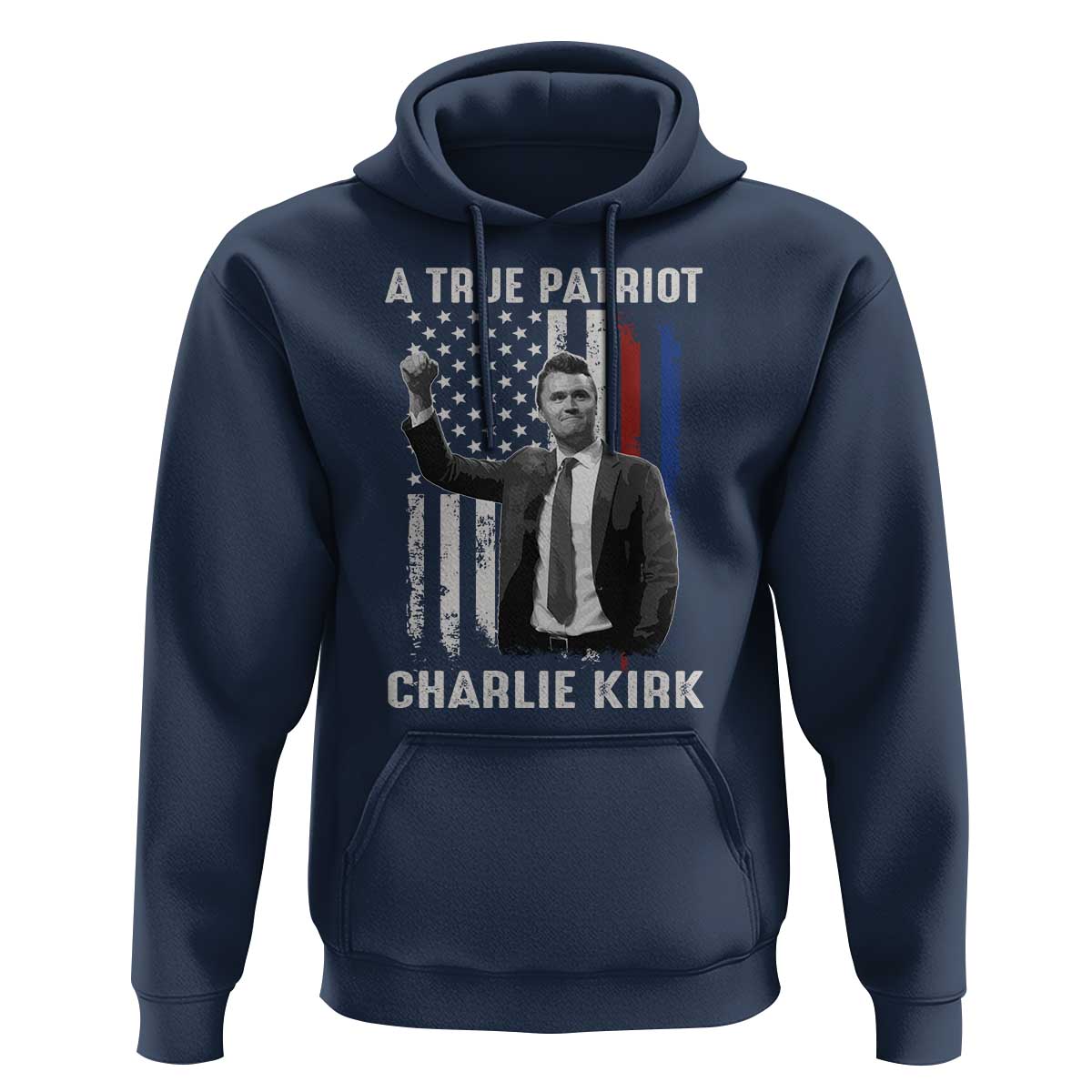 Charlie Kirk Tribute Hoodie A True Patriot Freedom American Flag - Wonder Print Shop