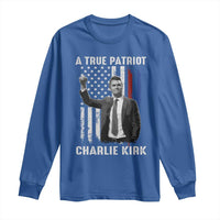 Charlie Kirk Tribute Long Sleeve Shirt A True Patriot Freedom American Flag - Wonder Print Shop