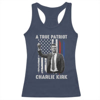 Charlie Kirk Tribute Racerback Tank Top A True Patriot Freedom American Flag - Wonder Print Shop