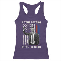 Charlie Kirk Tribute Racerback Tank Top A True Patriot Freedom American Flag - Wonder Print Shop