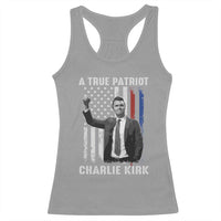 Charlie Kirk Tribute Racerback Tank Top A True Patriot Freedom American Flag - Wonder Print Shop