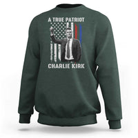 Charlie Kirk Tribute Sweatshirt A True Patriot Freedom American Flag - Wonder Print Shop