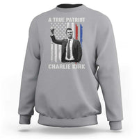 Charlie Kirk Tribute Sweatshirt A True Patriot Freedom American Flag - Wonder Print Shop