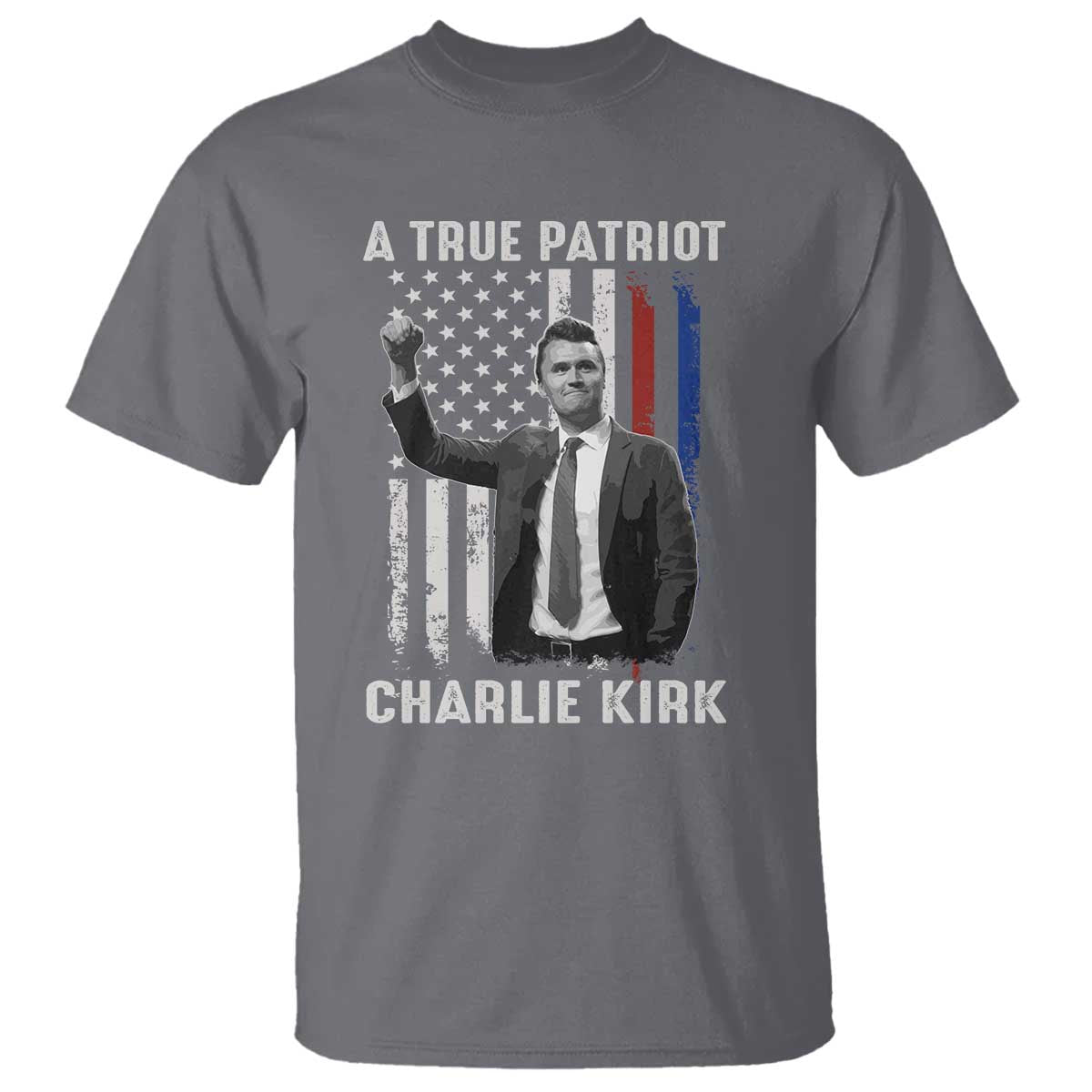 Charlie Kirk Tribute T Shirt A True Patriot Freedom American Flag - Wonder Print Shop