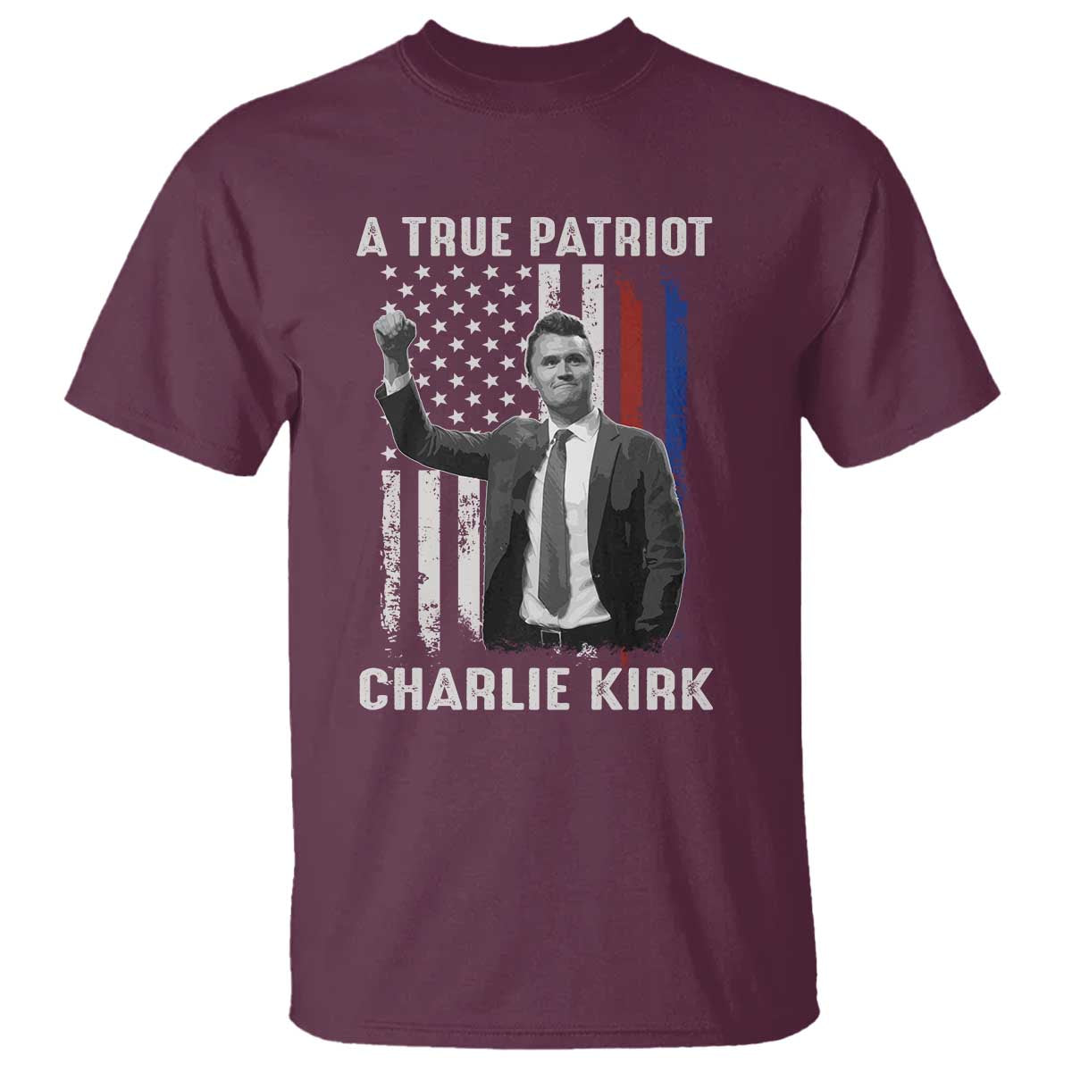 Charlie Kirk Tribute T Shirt A True Patriot Freedom American Flag - Wonder Print Shop