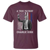 Charlie Kirk Tribute T Shirt A True Patriot Freedom American Flag - Wonder Print Shop