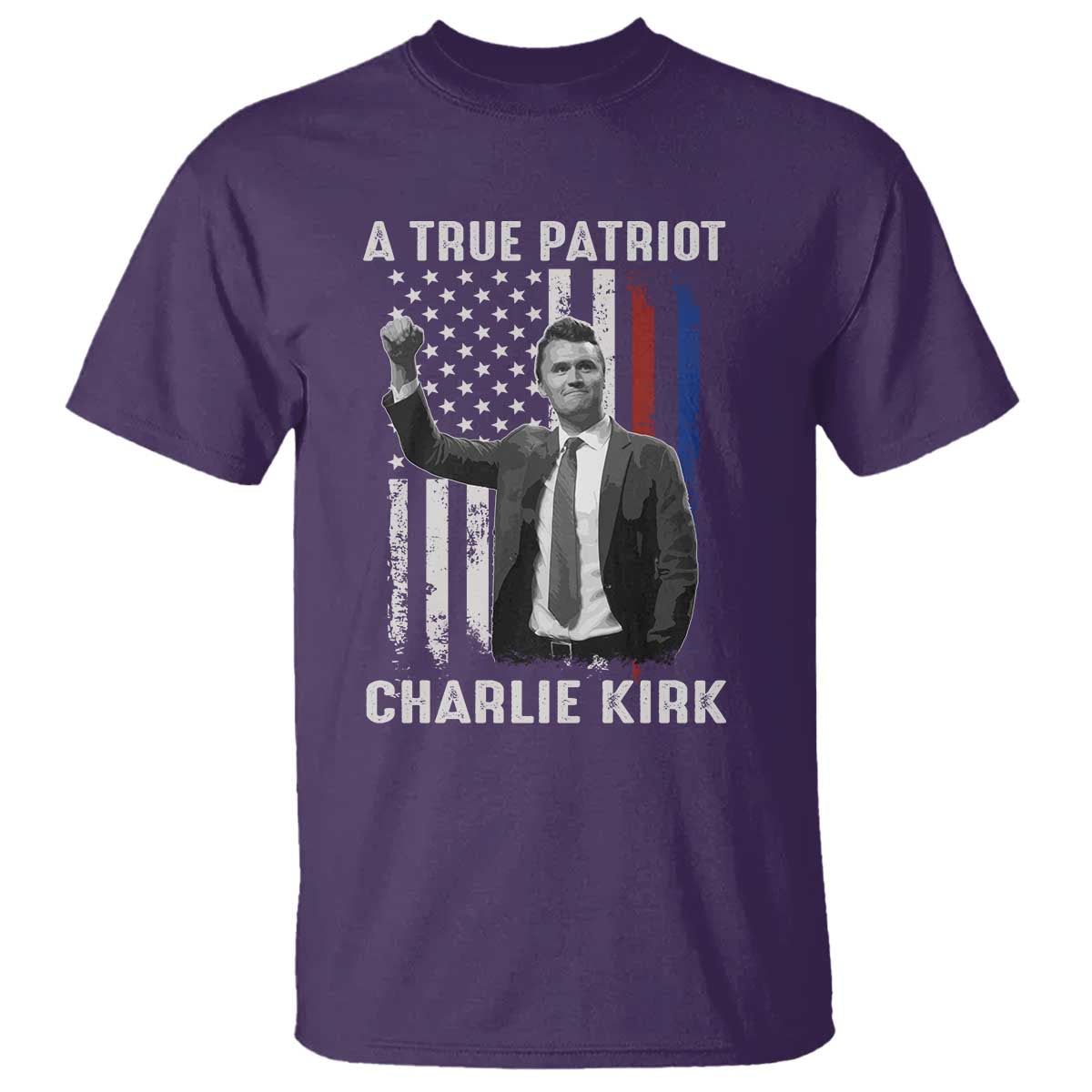 Charlie Kirk Tribute T Shirt A True Patriot Freedom American Flag - Wonder Print Shop