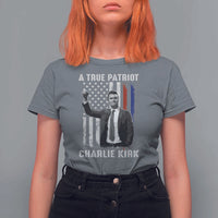 Charlie Kirk Tribute T Shirt For Women A True Patriot Freedom American Flag - Wonder Print Shop