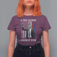 Charlie Kirk Tribute T Shirt For Women A True Patriot Freedom American Flag - Wonder Print Shop