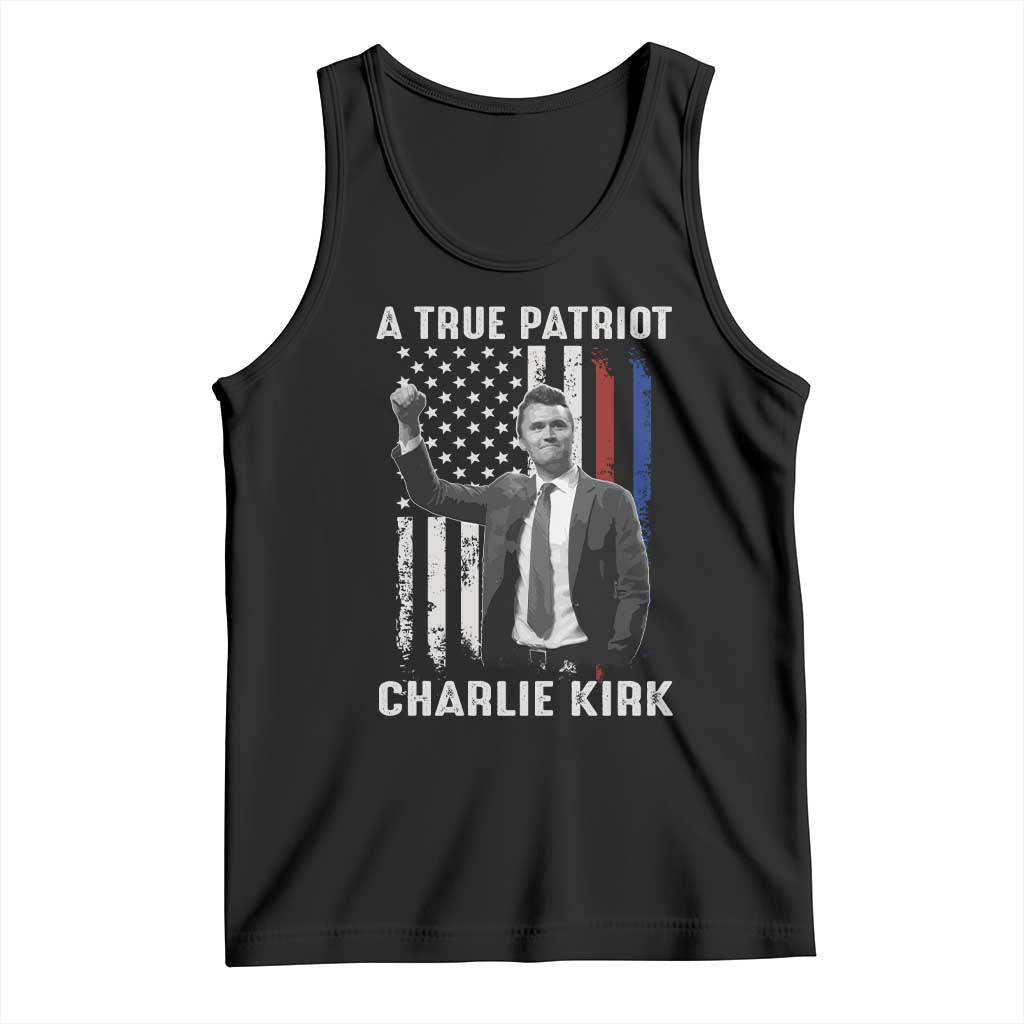 Charlie Kirk Tribute Tank Top A True Patriot Freedom American Flag - Wonder Print Shop