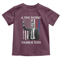 Charlie Kirk Tribute Toddler T Shirt A True Patriot Freedom American Flag - Wonder Print Shop