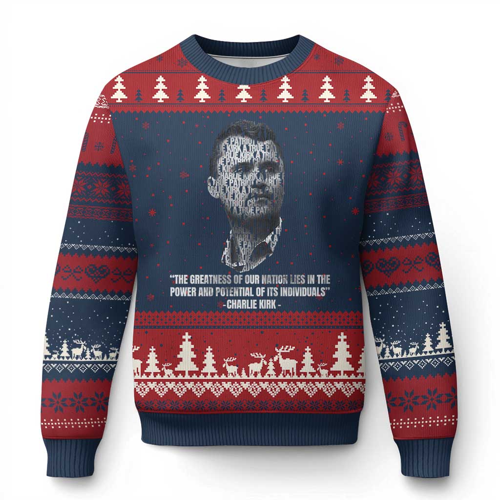 Charlie Kirk Legacy Ugly Christmas Sweater Greatness of Our Nation American True Patriot - Wonder Print Shop