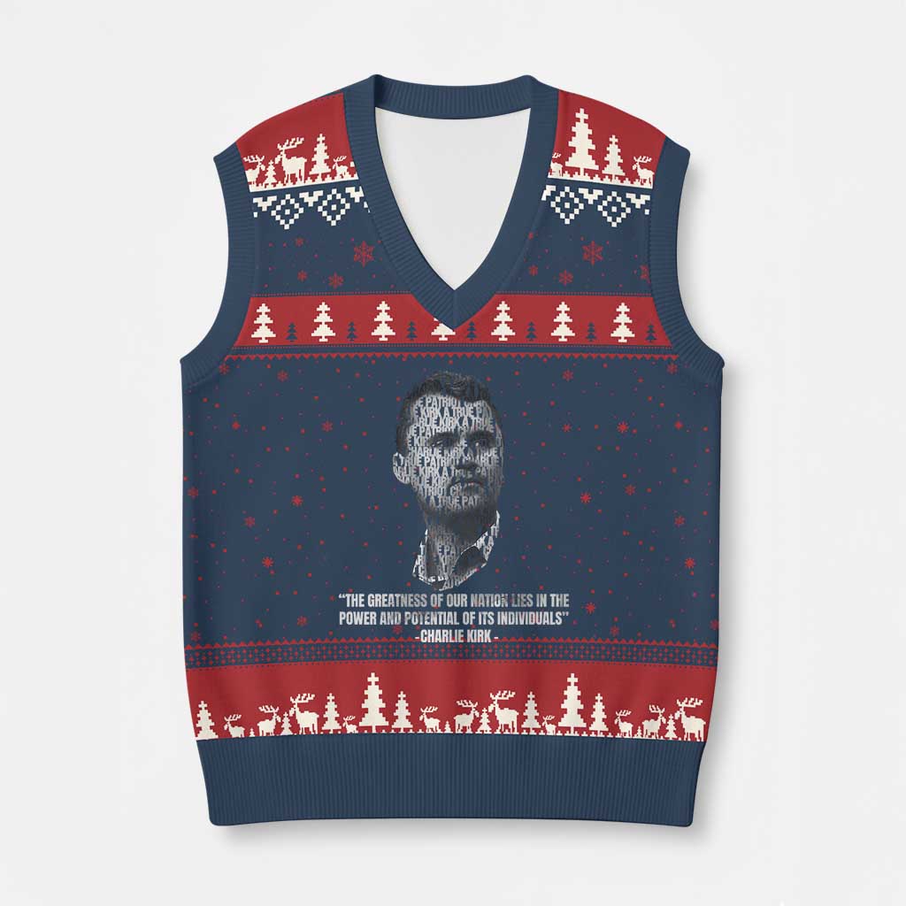 Charlie Kirk Legacy V-Neck Knit Sweater Vest Greatness of Our Nation American True Patriot - Wonder Print Shop