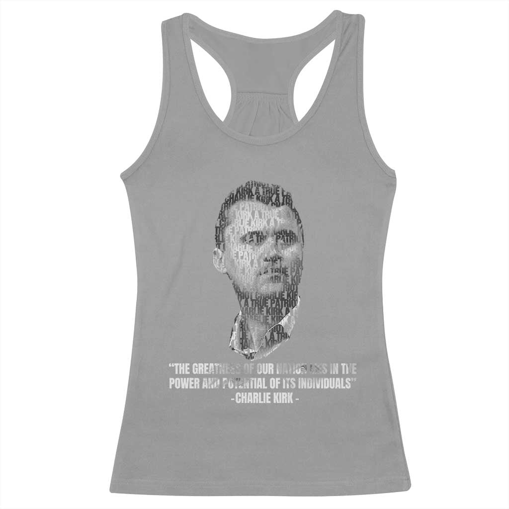Charlie Kirk Legacy Racerback Tank Top Greatness of Our Nation American True Patriot - Wonder Print Shop