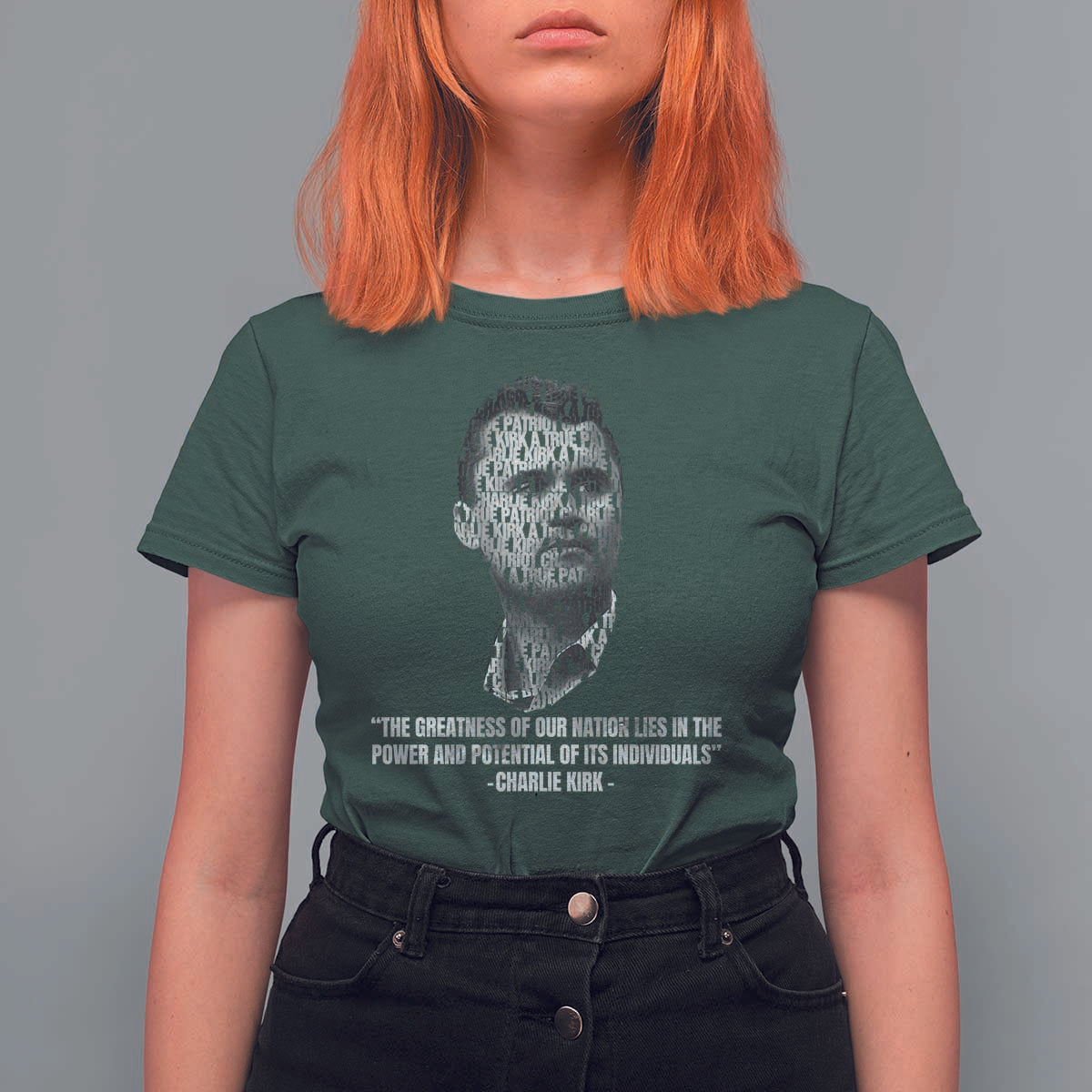 Charlie Kirk Legacy T Shirt For Women Greatness of Our Nation American True Patriot - Wonder Print Shop