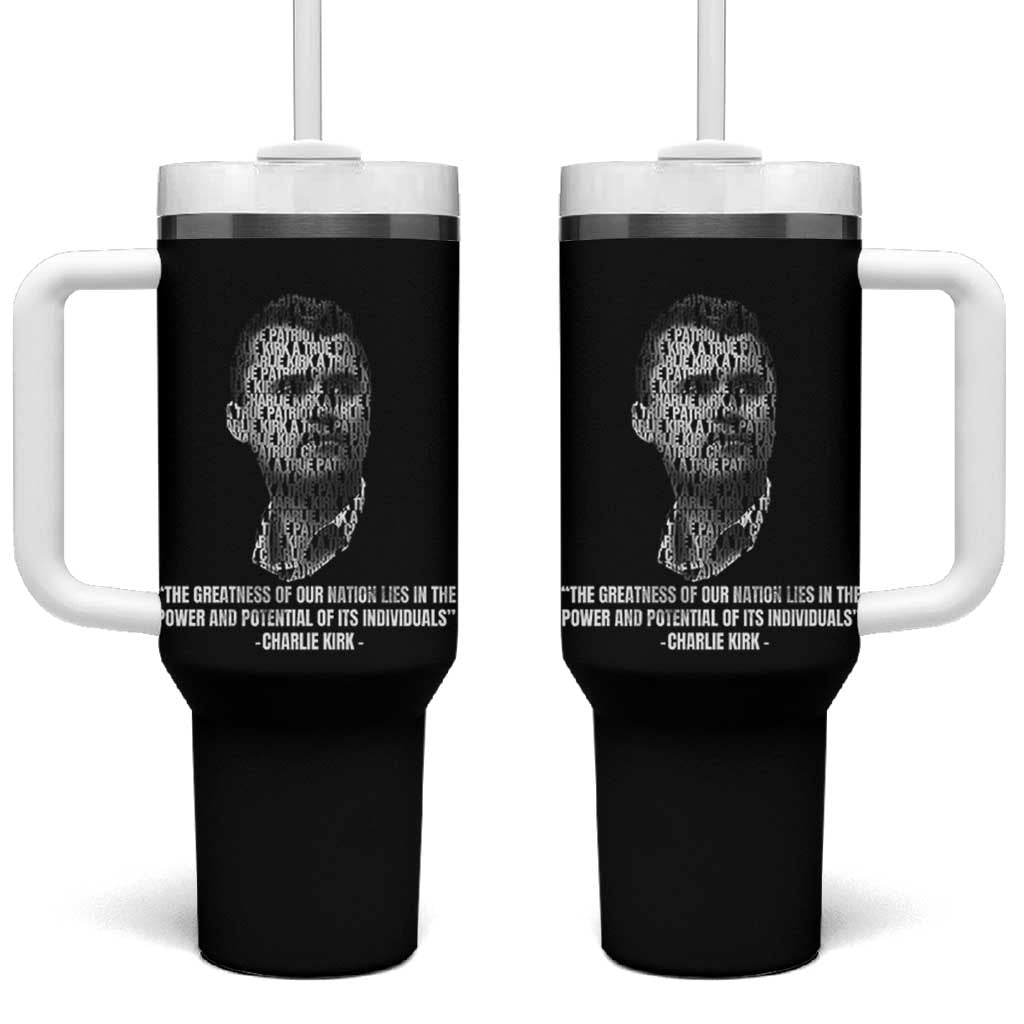 Charlie Kirk Legacy Tumbler With Handle Greatness of Our Nation American True Patriot - Wonder Print Shop