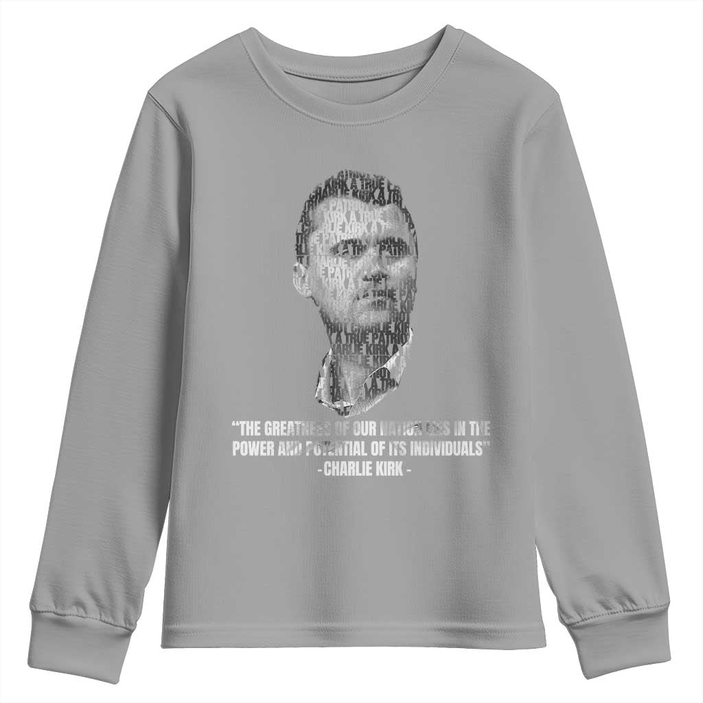 Charlie Kirk Legacy Youth Sweatshirt Greatness of Our Nation American True Patriot - Wonder Print Shop