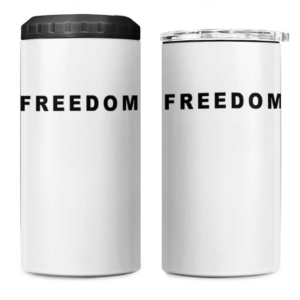 Freedom Statement 4 in 1 Can Cooler Tumbler Free Speech Charlie Kirk Tribute - Wonder Print Shop