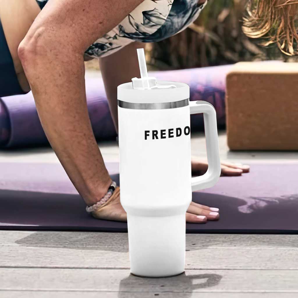 Freedom Statement Tumbler With Handle Free Speech Charlie Kirk Tribute - Wonder Print Shop