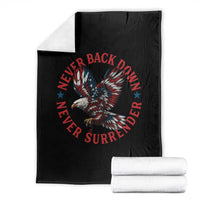 Patriotic American Eagle Graphic Throw Blanket Never Back Down Never Surrender Memorial for Freedom Fighters - Wonder Print Shop