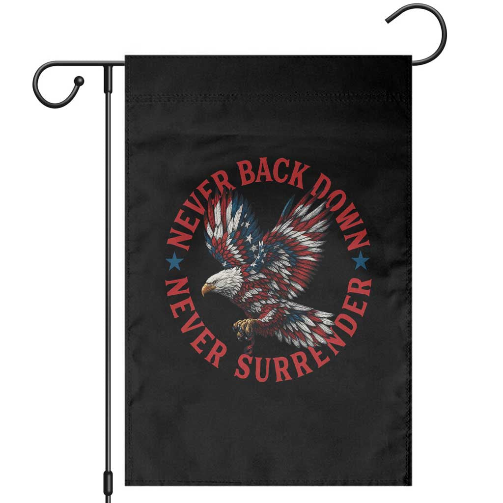 Patriotic American Eagle Graphic Garden Flag Never Back Down Never Surrender Memorial for Freedom Fighters - Wonder Print Shop